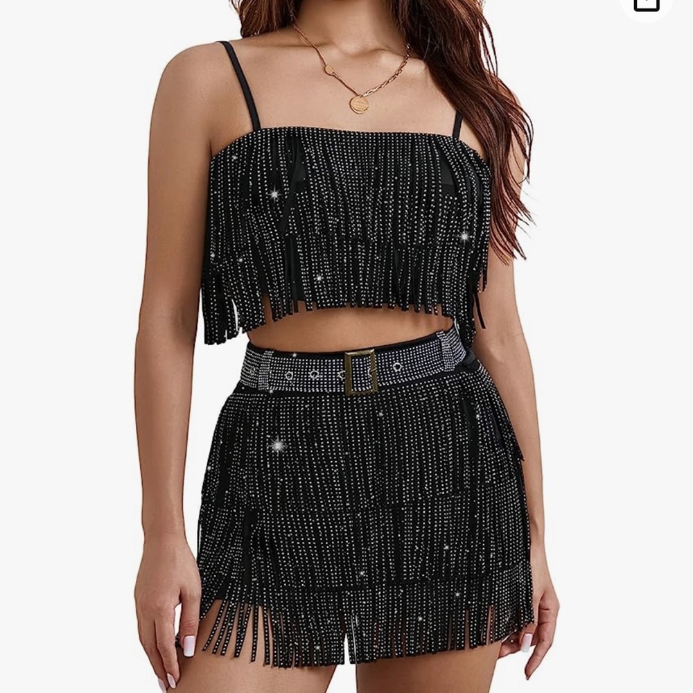 Fringe two piece set outfit
